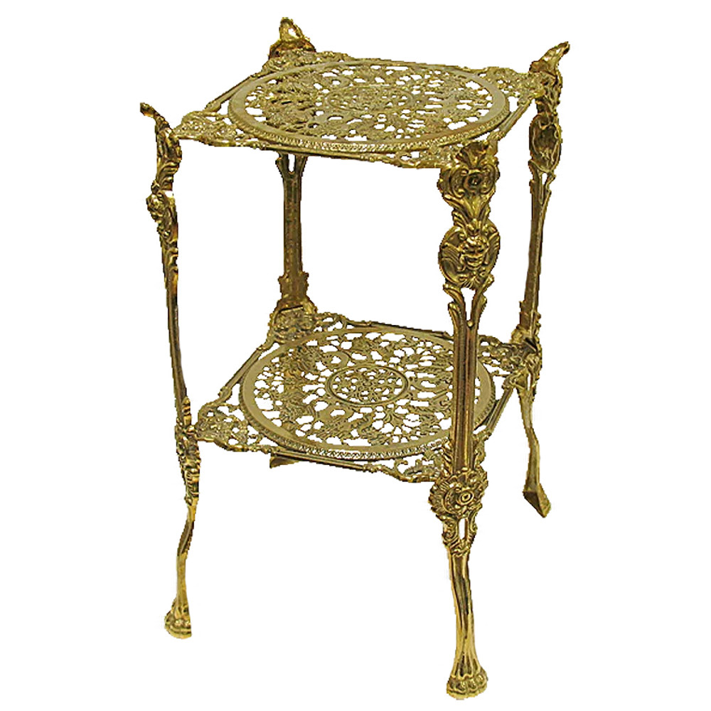 Столик бронзовый квадратный с 2-мя полками Coffee De Bronze