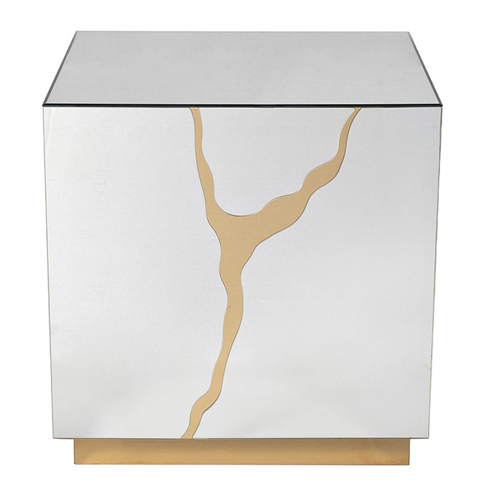 Столик журнальный зеркальный с золотым декором Gold Painted Mirror Table