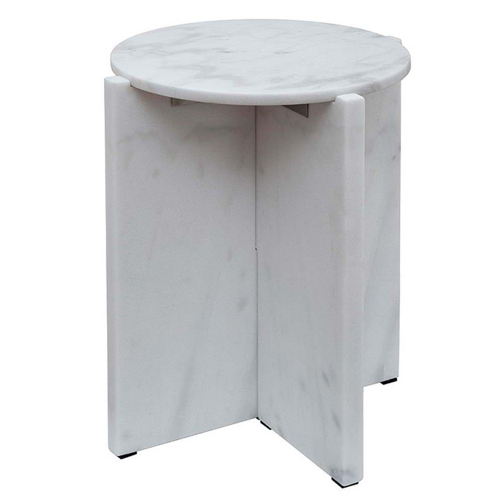 Столик журнальный круглый из белого мрамора Compact White Marble Table