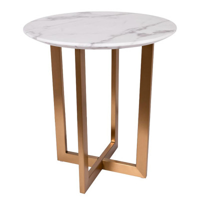Столик журнальный круглый с белый столешницей Marsali Coffee Table