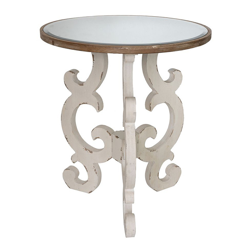 Столик круглый с белыми резными ножками Alice