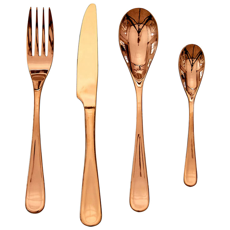 Столовые приборы на 1 персону цвет медь Contemporary Cutlery Set Copper