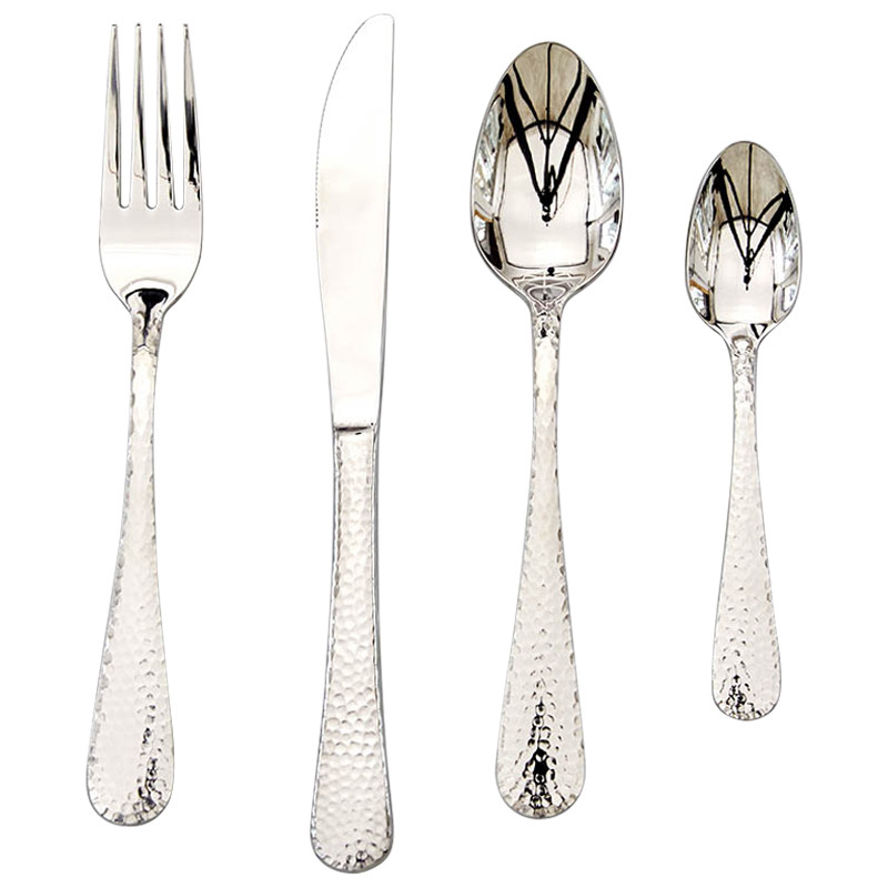 Столовые приборы на 4 персоны с чеканным узором на ручке Contemporary Hammered Cutlery Set