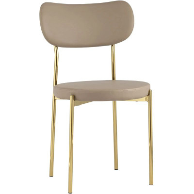 Стул Alfie Chair Золотые ножки Бежевая Экокожа