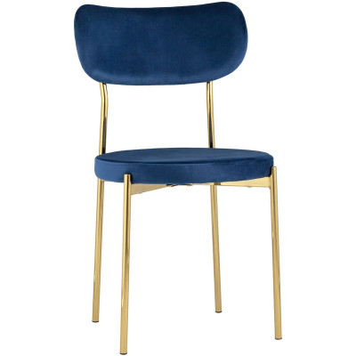 Стул Alfie Chair Золотые ножки Синий Велюр