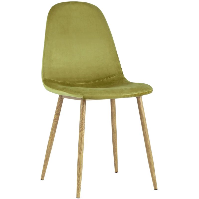 Стул Archie Chair Велюр Фисташковый цвет Деревянные ножки