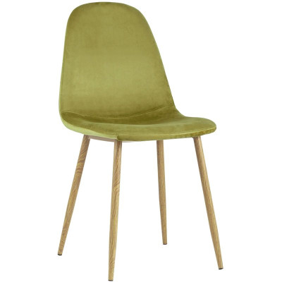 Стул Archie Chair Велюр Фисташковый цвет Деревянные ножки