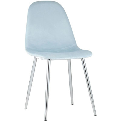 Стул Archie Chair Пастельно-Голубой Велюр Хромированные ножки