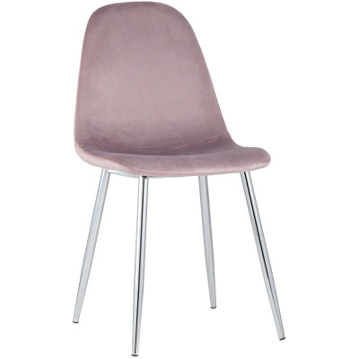 Стул Archie Chair Пыльно-Розовый Велюр Хромированные ножки