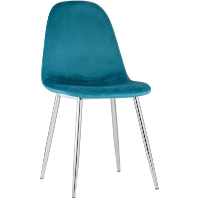 Стул Archie Chair Темно-Бирюзовый Велюр Хромированные ножки