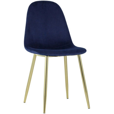 Стул Archie Chair Темно-Синий Велюр Золотые ножки