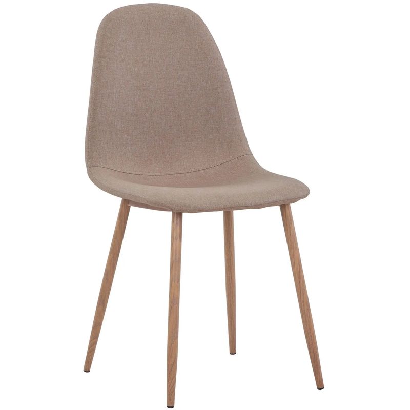 Стул Archie Chair Ткань Бежевая Рогожка Деревянные ножки