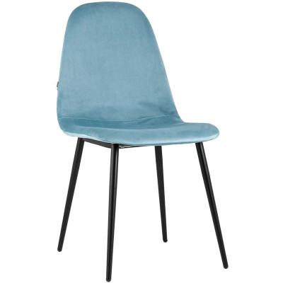 Стул Archie Chair Черные ножки Голубой Велюр