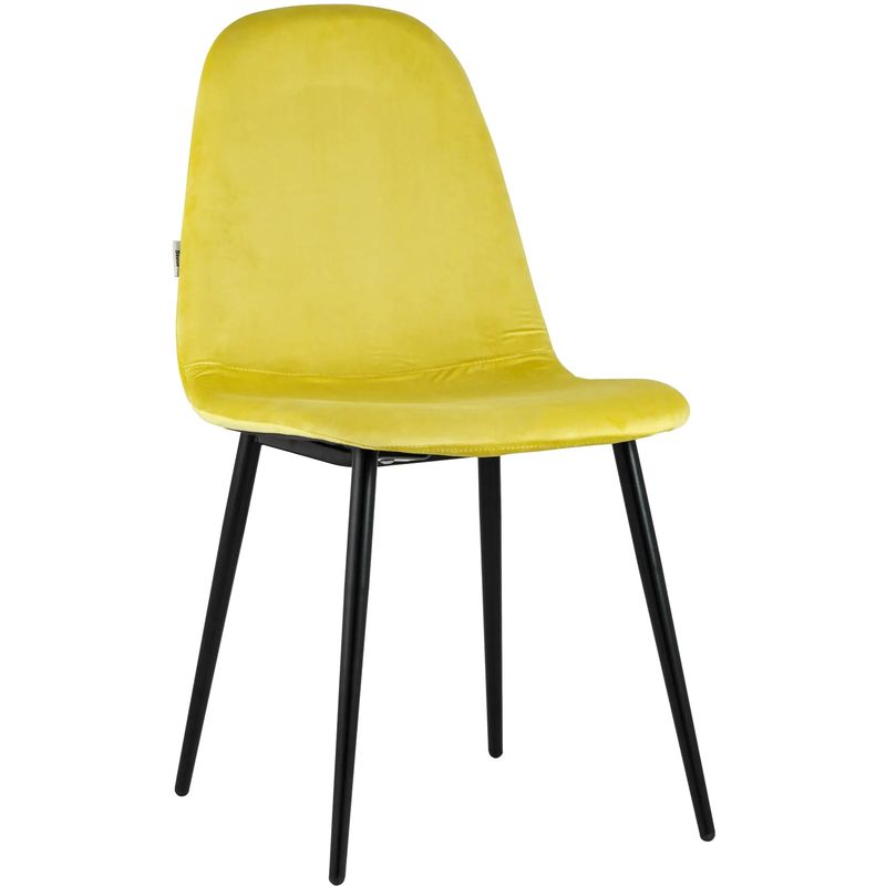 Стул Archie Chair Черные ножки Желтый Велюр
