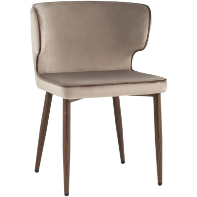 Стул Chair Бежевый Велюр с Коричневым кантом