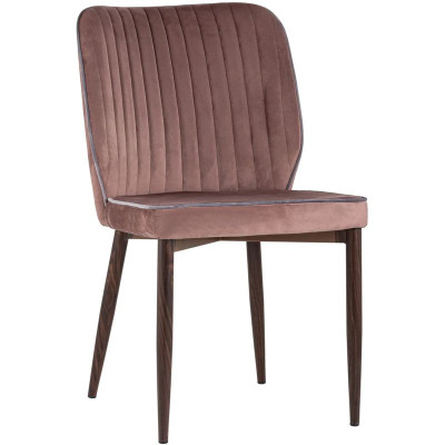 Стул Lawrence Chair Розовый велюр Серый кант