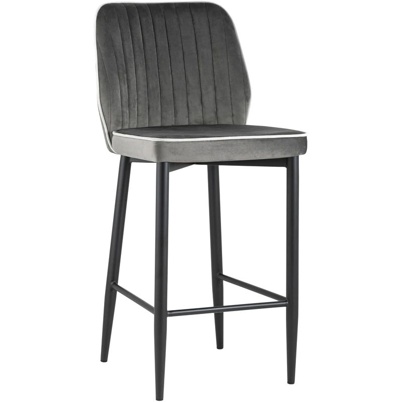 Стул Lawrence Chair Серый Велюр Белый кант