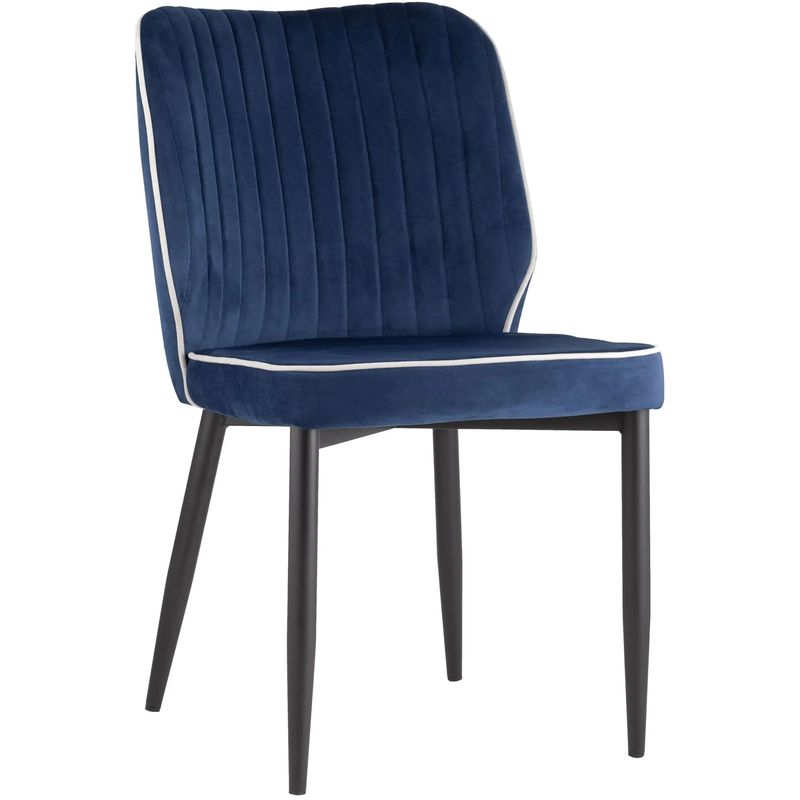 Стул Lawrence Chair Синий Велюр Белый кант