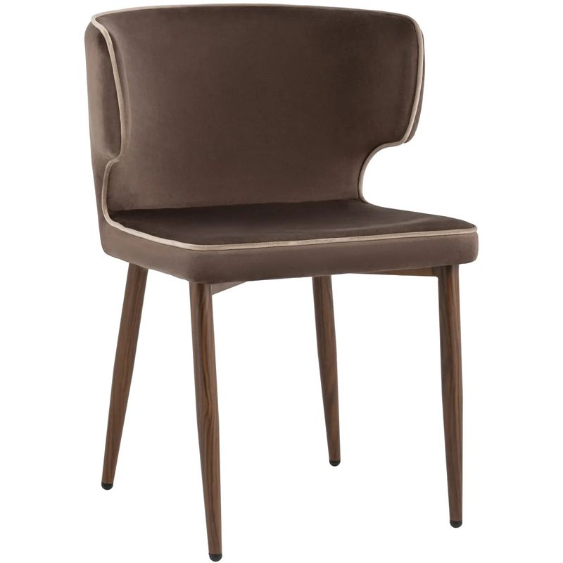 Стул Mateo Chair Коричневый Велюр с Белым Кантом