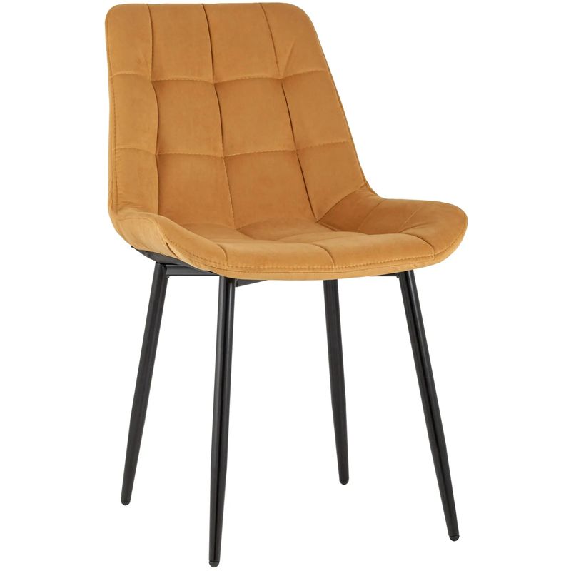 Стул NANCY Chair Оранжевый Велюр Черные Ножки