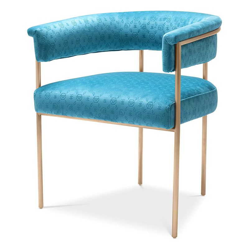 Стул Philipp Plein Dining Chair Monogram Голубой