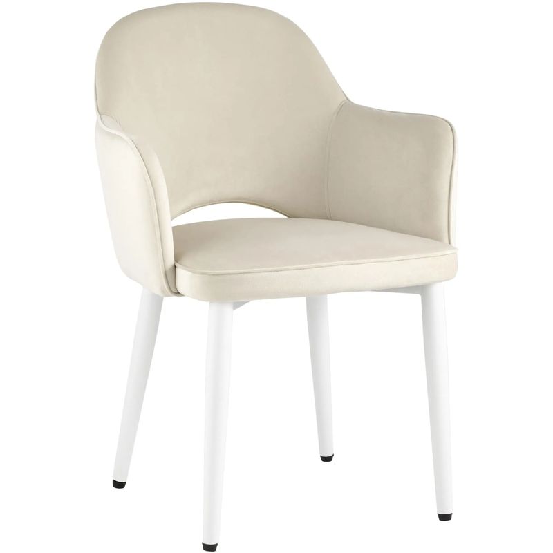 Стул SHARRON Молочный Велюр Белые Ножки