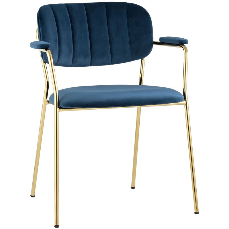 Стул Singer Chair Золотой Металл Синий Велюр