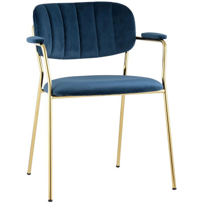 Стул Singer Chair Золотой Металл Синий Велюр
