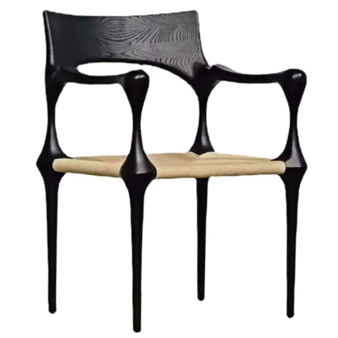 Стул дизайнерский с плетеным сидением Kronos Dining Chair Black