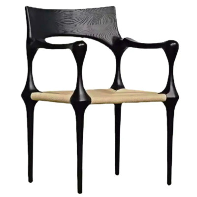 Стул дизайнерский с плетеным сидением Kronos Dining Chair Black