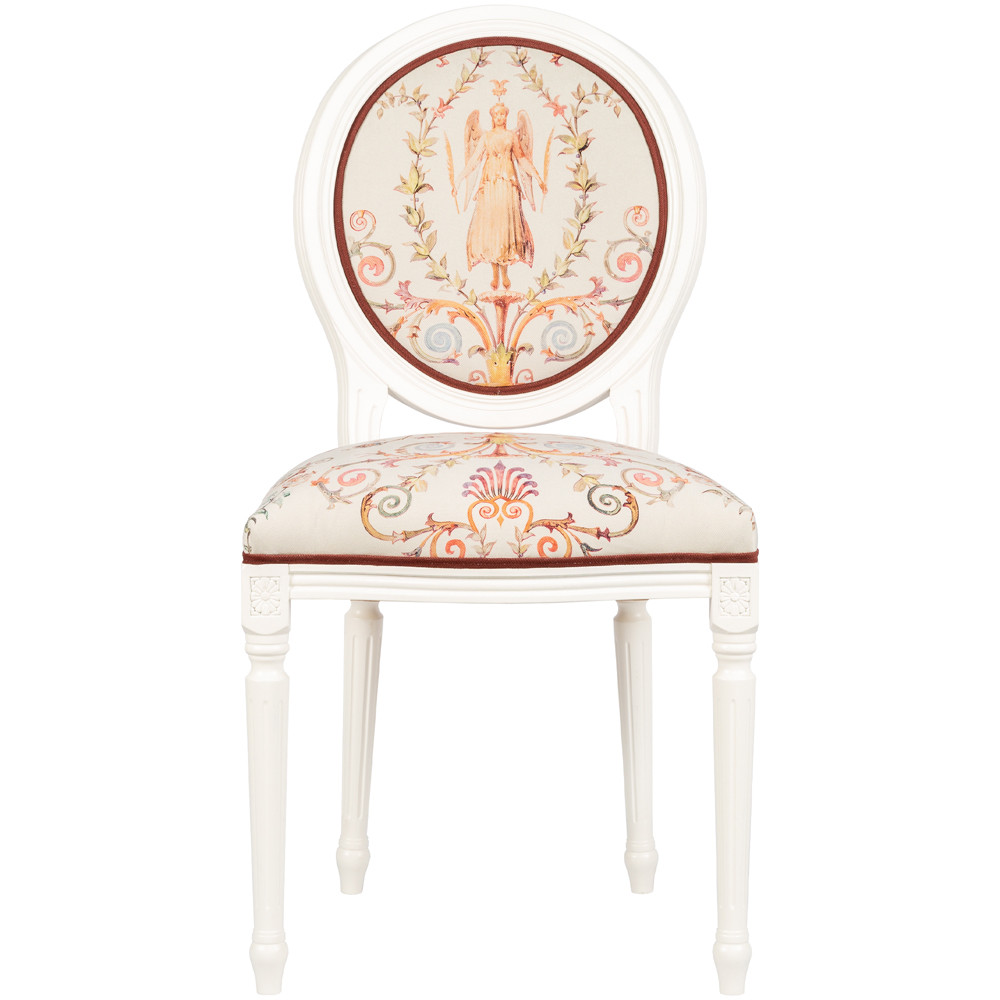 Стул из массива бука бежевый с растительным орнаментом Raffael Angel Beige Chair