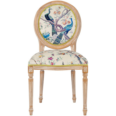 Стул из массива бука с изображением птиц и цветов Beige Green Chinoiserie Garden Chair