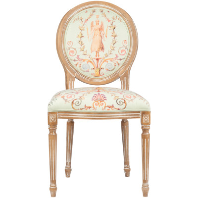 Стул из массива бука светло-зеленый с растительным орнаментом Raffael Angel Green Chair