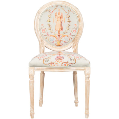 Стул из массива бука светло-серый с растительным орнаментом Raffael Angel Grey Chair