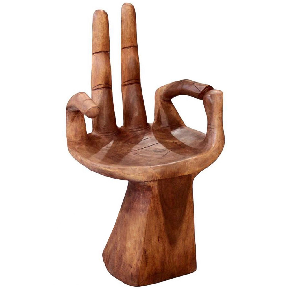 Стул из массива дерева в виде руки Wood Hand Chair