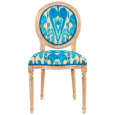 Стул из натурального бука с бирюзово-желтым узором Ikat Pattern бирюзовый