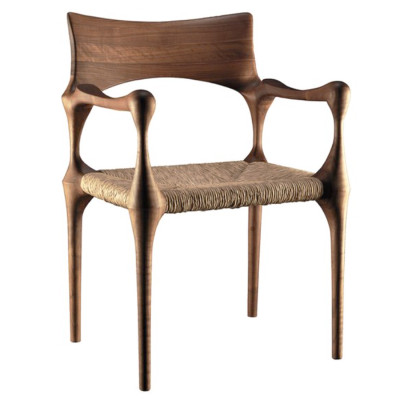Стул из Ореха с плетеным сидением Kronos Dining Chair Brown