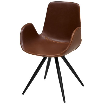 Стул коричневый с обивкой из эко-кожи Leigh Chair
