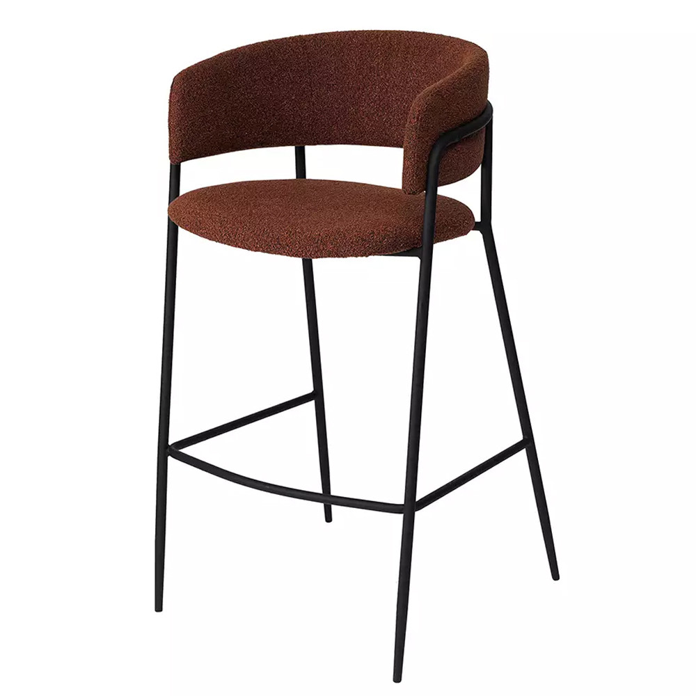 Стул полубарный с каркасом из металла и мягким сиденьем и спинкой Soft and Practical