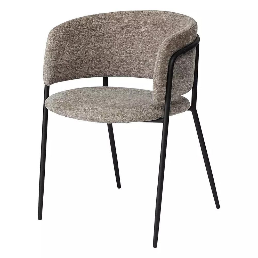 Стул полукруглый с каркасом из металла и мягким сиденьем и спинкой Soft Chenille