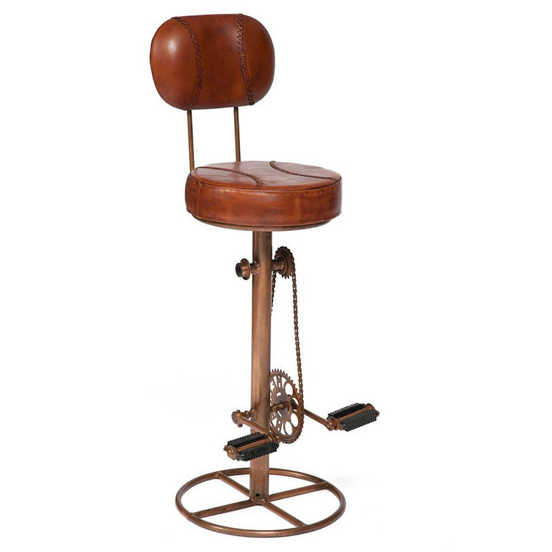 Стул с педалями от велосипеда со спинкой Buffalo Leather Industrial Chair