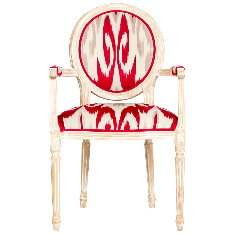 Стул с подлокотниками Ikat Pattern Красный