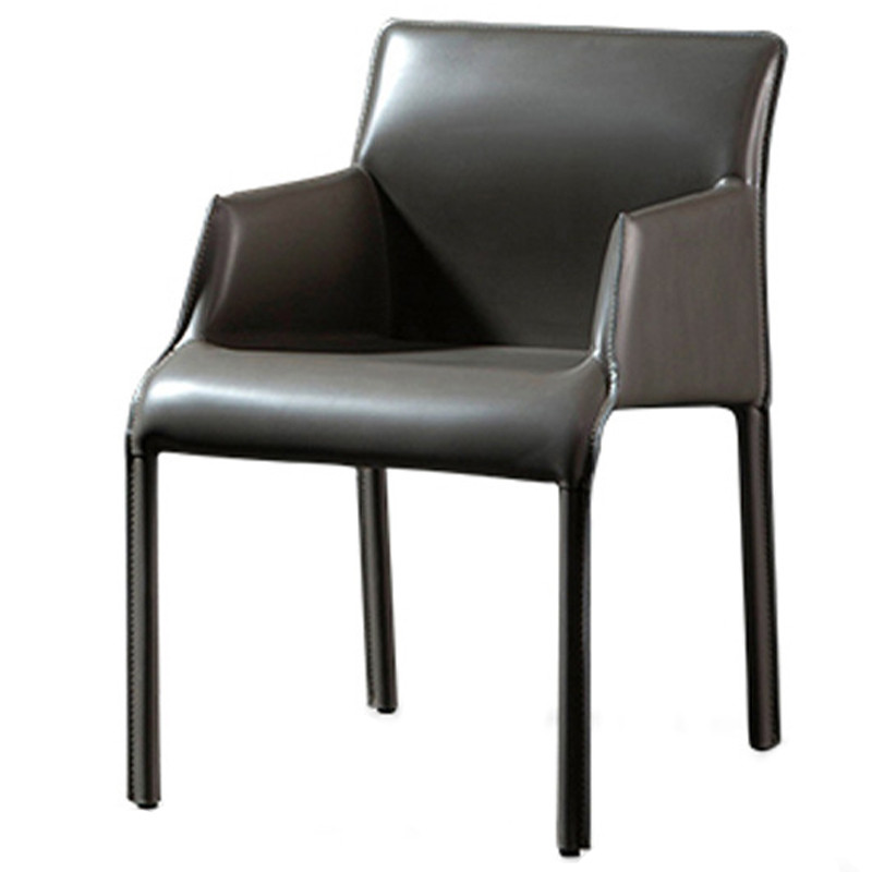 Стул с подлокотниками и кожаной обивкой Malcolm Chair Grey Серый