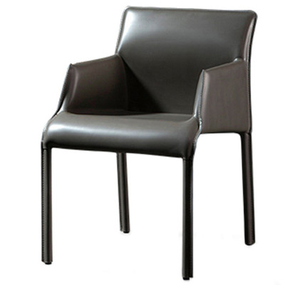 Стул с подлокотниками и кожаной обивкой Malcolm Chair Grey Серый