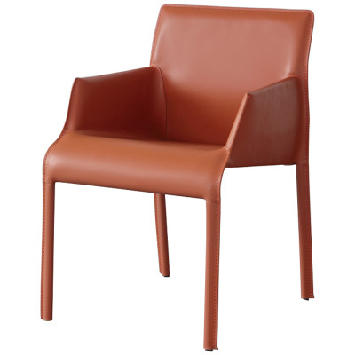 Стул с подлокотниками и кожаной обивкой Malcolm Chair Orange Оранжевый
