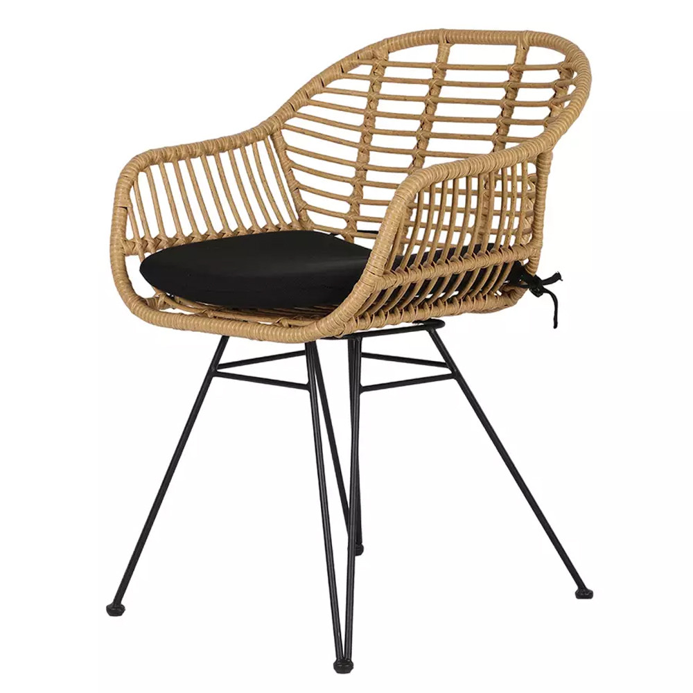 Стул с ротанговым плетением Wicker Half Chair с подлокотниками