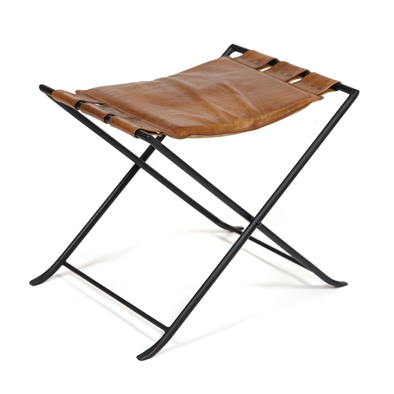 Табурет из кожи буйвола Industrial leather folding stool