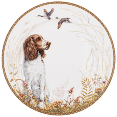 Тарелка закусочная из фарфора с изображением собаки Hunting Porcelain Collection