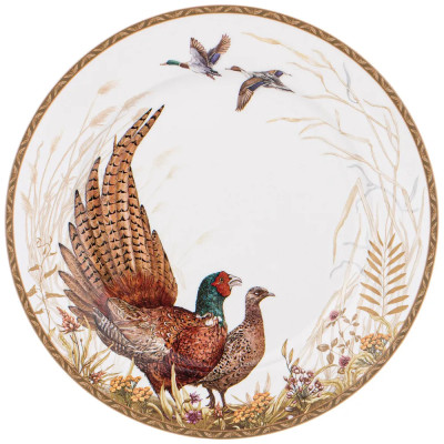 Тарелка закусочная из фарфора с изображением фазанов Hunting Porcelain Collection