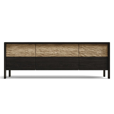 ТВ тумба 2 двери и 2 ящика с подсветкой на рельефном фасаде Warm Industrial